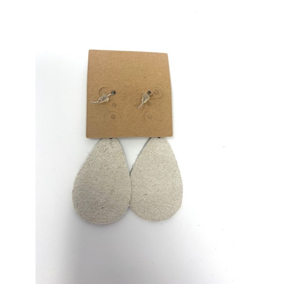 Plunder Design Earrings Black and White Cow Print Fabric Tear Drop NWOT - Picture 3 of 4